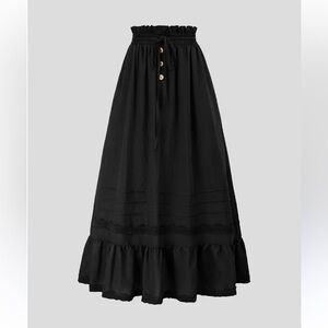 Scarlett Darkness Black Maxi Skirt Goth Chic Renaissance Fairycore Womens Med